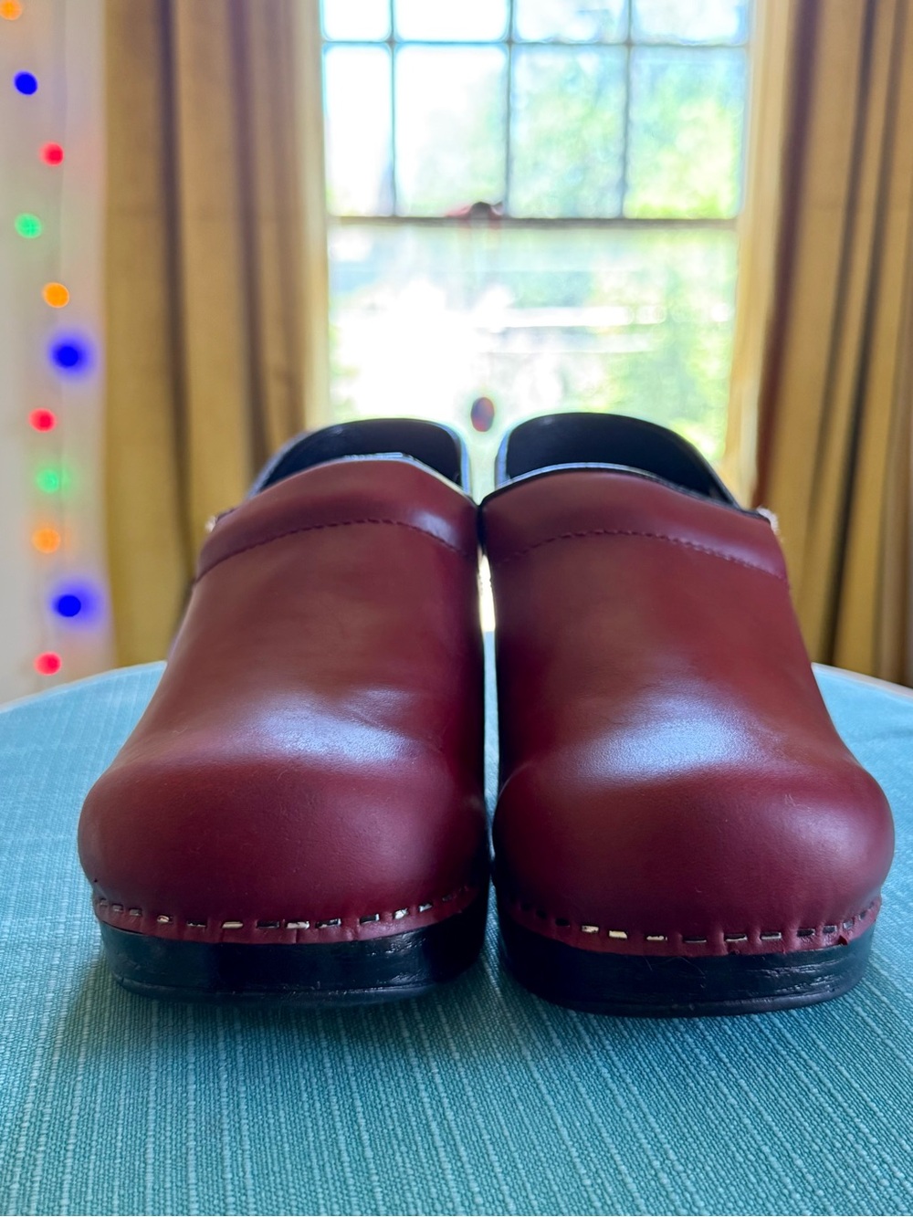 Dansko Red Leather Slip-On Clogs
